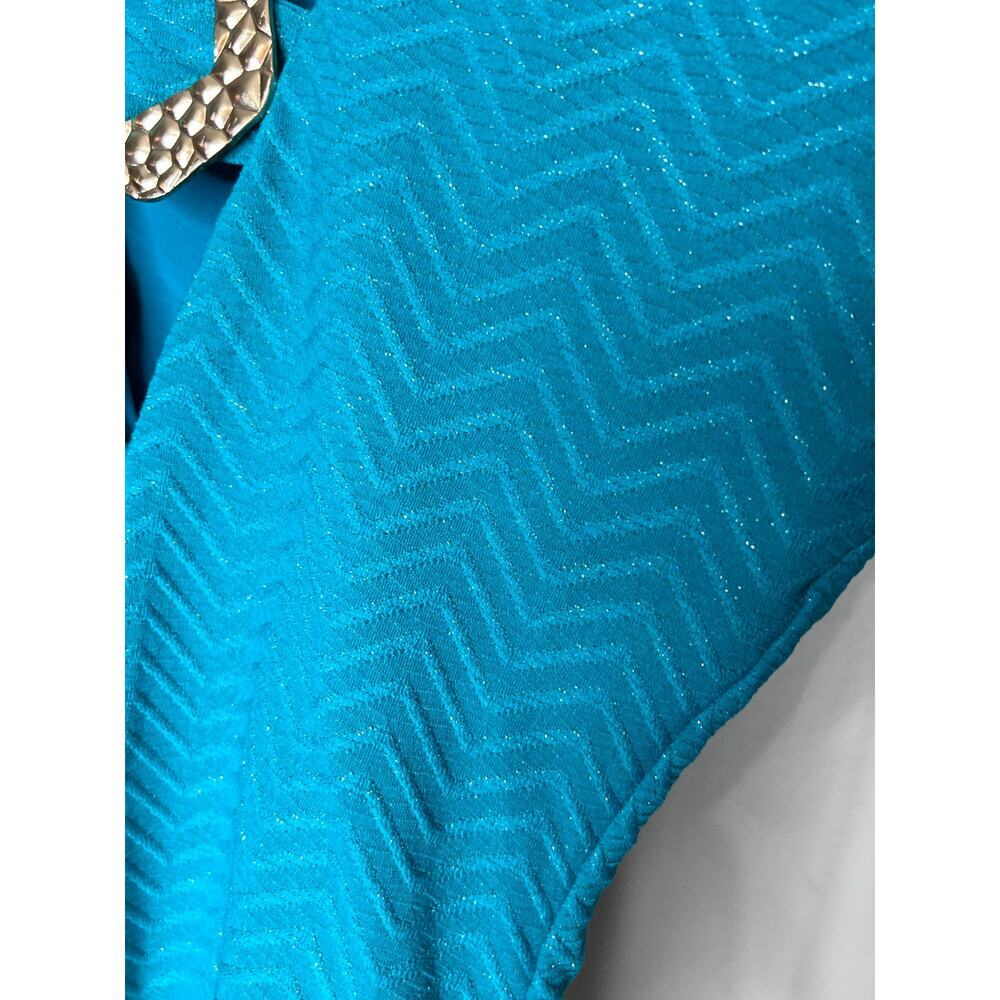 Trina Turk Empire Long Sleeve Paddle Suit Swimsuit NWT XS Turquoise Shimmer - Picture 3 of 6